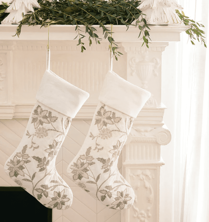 SFERRA Allegria Beaded Floral Holiday Stockings