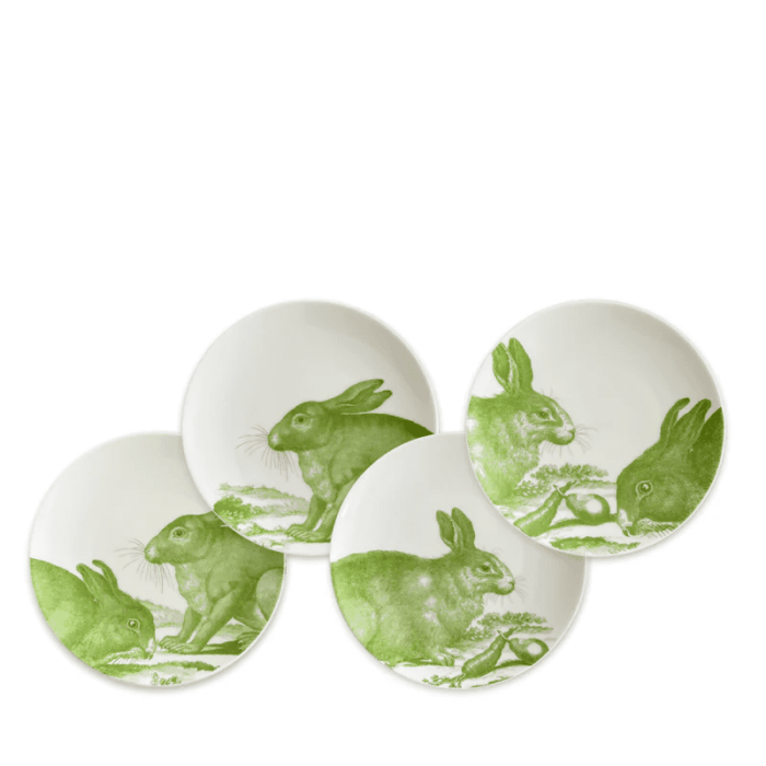 Caskata Green Bunnies Side/Cocktail Plates (Set of 4)