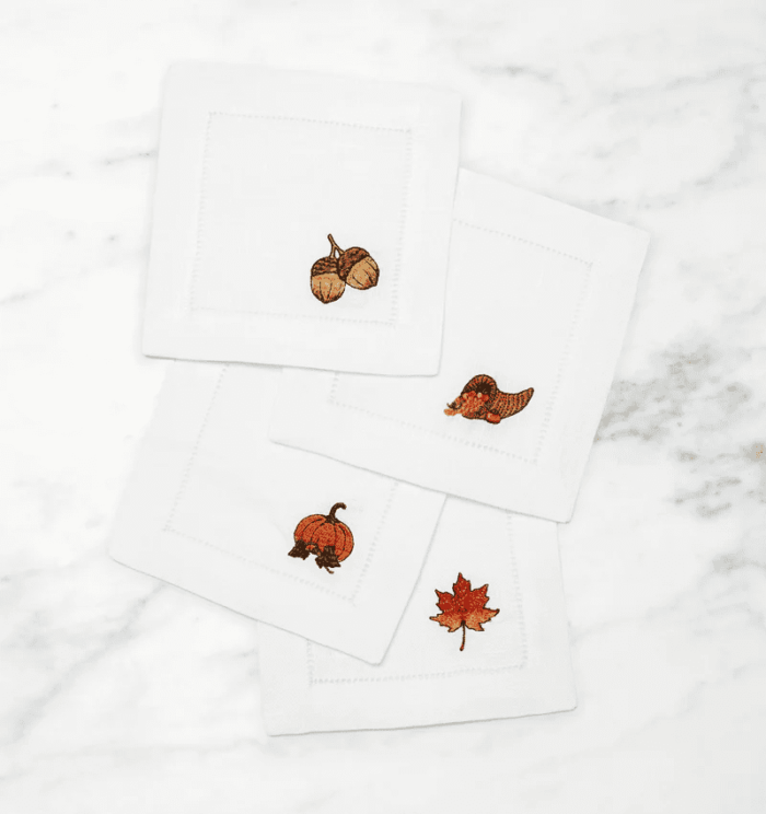 Sferra Autunno Cocktail Napkin White Cocktail Napkin