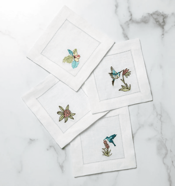 SFERRA Tropicale White Cocktail Napkins (Set of 4)