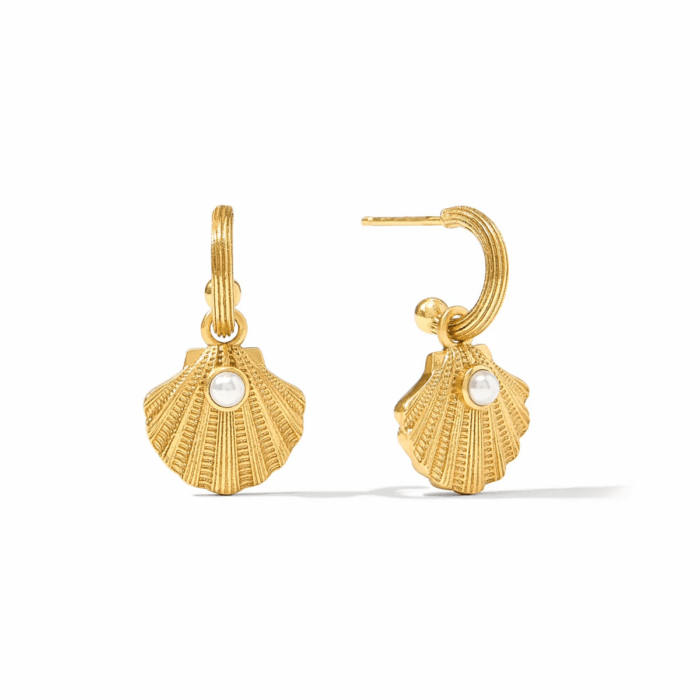 Julie Vos Sanibel Shell Hoop & Charm Earrings - Pearl