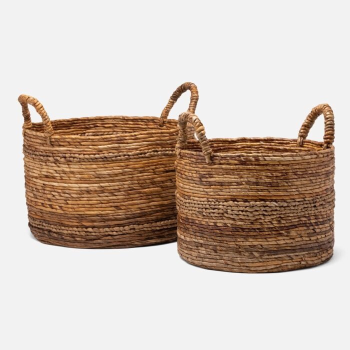 Pigeon & Poodle Payson Natural, Round Nested Baskets S/2