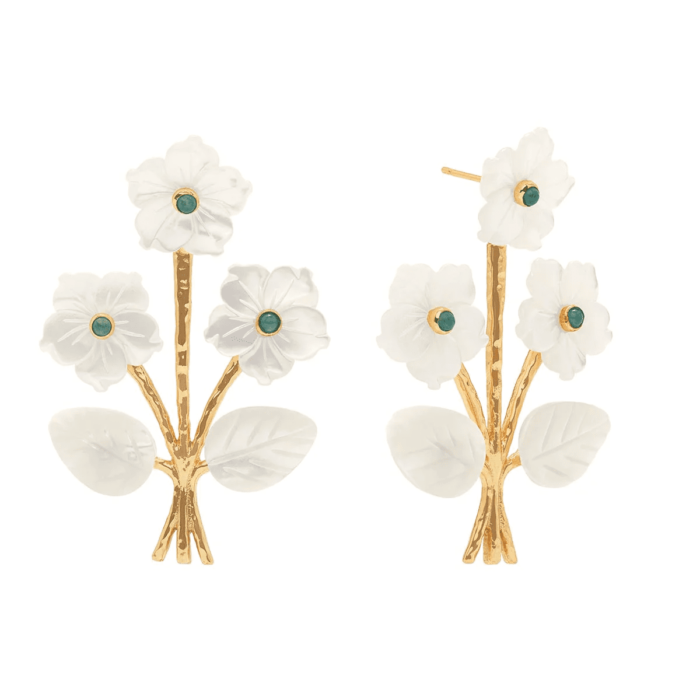 Capucine de Wulf Mermaid Garden Bouquet Post Earrings - Mother-of-Pearl / Ocean Jade