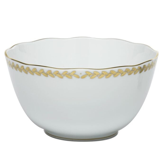 Herend Golden Laurel Round Open Vegetable Bowl