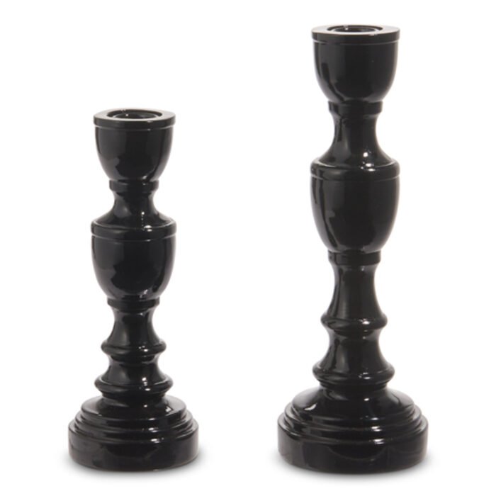RAZ Imports 10-Inch Halloween Black High Shine Candlestick Holders (Set of 2)