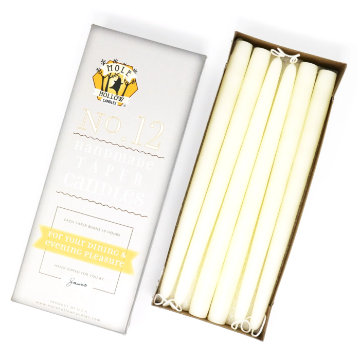 Mole Hollow Taper Candles 12 inch (set of 12)